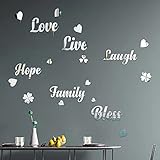 decalmile 3D Acrylic Mirror Wall Stickers Quotes Live Love Laugh Letters Wall Decals Living Room...