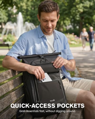 Tolaccea Rolltop Travel Backpack 32L, 15.6" Laptop Carry on for Work Travel — view 7