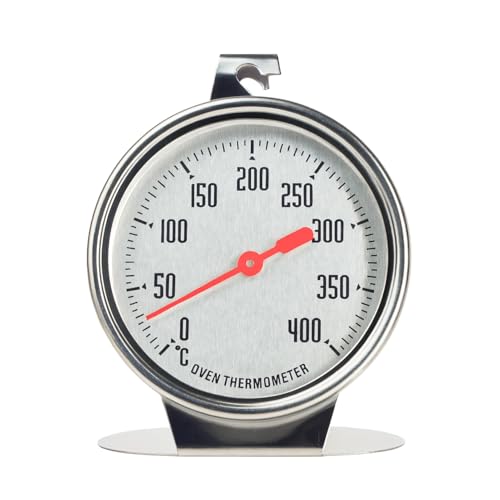 Termómetro para horno eléctrico, termómetro de horno para horno de gas, termómetro de horno de esfera grande Ideal para Hornos Eléctricos, de Gas y Parrillas, Diseño Duradero con Gancho y Base