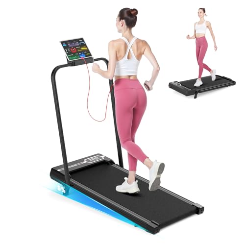 Tapis de Course et Marche 4 en 1 avec Pente 7% – Tapis Roulant Électrique et Silencieux, 8 km/h, Moteur 2.5 CV, Système d’Amorti, 130 kg Max, Écran LED & Télécommande – Maison & Bureau