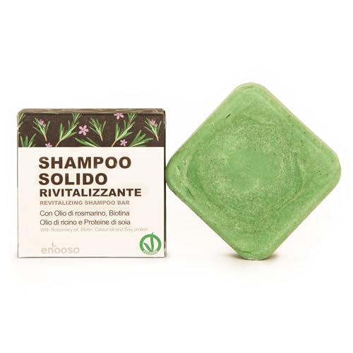 Enooso - Bio-Shampoo Gegen Haarausfall Stärkt Mit Rosmarinöl Verdünnt Mit Reinigendem Rizinusöl Für Fettiges Haar 100% Natürliches und Veganes Festes Shampoo - 65g