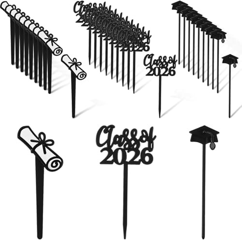 Cupcake Toppers de Graduation : 90 Pics en Plastique pour Fête de Remise des Diplômes