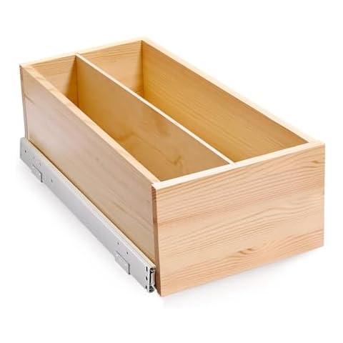 Mulush Pull Out Cabinet Organizer with Divider, 11''W×21''D×7''H Soft Close Wood Drawer for Kitchen Pantry, Finished, Heavy-Duty, Bottom Assembly (Wood Drawer Part Width is 10'') Cover