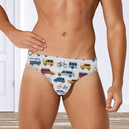 Cartoon Trucks Bike Mens Swim Briefs Quick Dry Swimming Trunks Training Swimsuit Low Rise Swimwear4