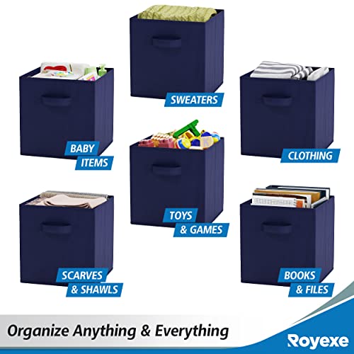 Cube Storage Baskets For Organizing - 11 Inch - Set Of 8 Heavy-Duty Storage Cubes For Storage And Organization. Makes The Perfect Bins For Cubby Storage Boxes Or Cube Storage Organizer (Navy) #TOP4