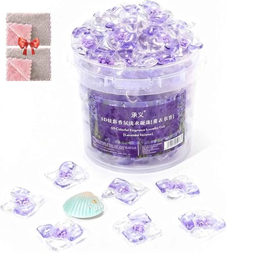 100 pièces Capsules De Lessive 5 En 1 Avec Perles ParfuméEs,ConcentréEs Avec Adoucissant,Nettoyage En Profondeur,Parfum Frais Longue DuréE (size-d04, Parfum de lavande)