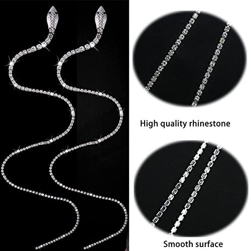 2 PCS Cadenas para el Cabello con Cuentas de Serpiente y Borlas Largas de Cristal, Accesorios Brillantes para el Cabello, Clips Decortativos Plateados para Mujeres y Niñas miniatura 4