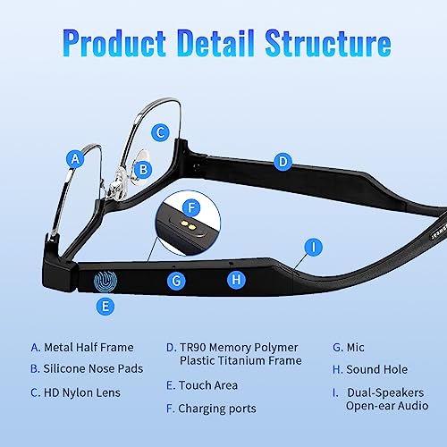 Image of Smart Glasses for Women and Men, Open-Ear Bluetooth Audio