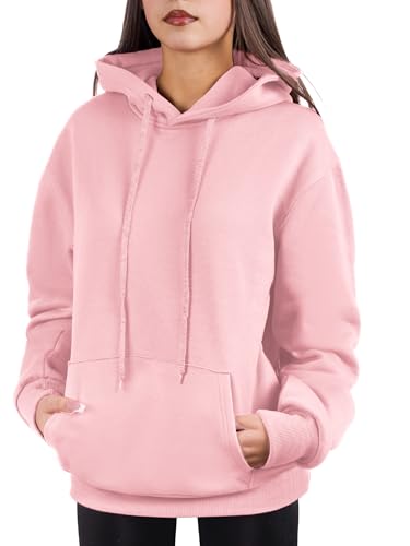 Cloud Essentials Oversized Pullover Hoodie for Women Soft Fleece Cotton Blend, Cozy Everyday Sweatshirt Rose