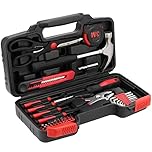 ZOENHOU 39 Pcs Household Tool Kit Set, Small General Home Garage Tool Kit Box, Portable Repair DIY Basic Toolkit with All Essentials in a Carry Case, Red