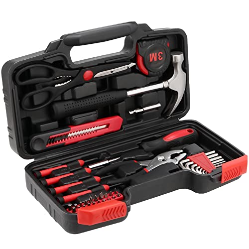 ZOENHOU 39 Pcs Household Tool Kit Set, Small General Home Garage Tool Kit Box