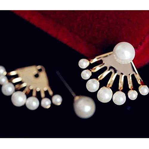 Yheakne Boho Pearl Ear Jackets Earrings White Pearl Front Back Studs Earrings Pearl Climbers Earrings Bridal Earrings Jewelry For Women And Girls Gifts #TOP4