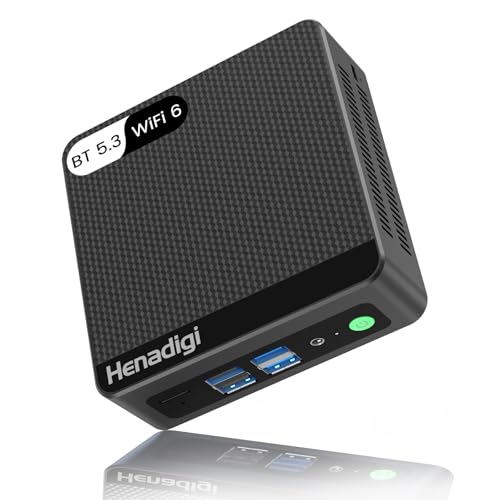 Henadigi Mini PC Computer N150 (3.6GHz)、4K UHDサーバー、16GB SO-DIMM DDR4 RAM 512GB M.2 SSD、小型ミニデスクトップコンピューター。