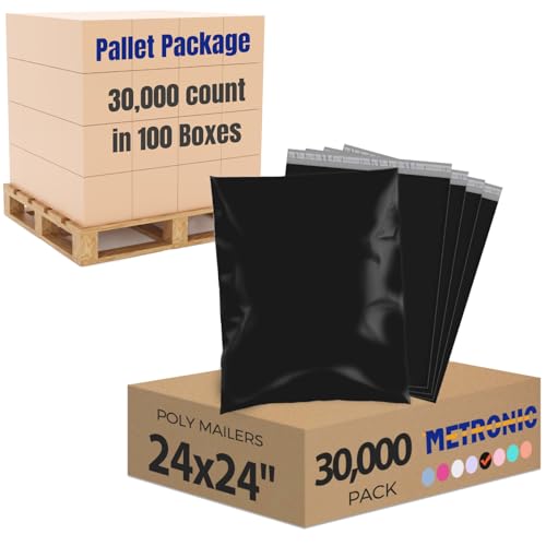 Image of Metronic Poly Mailers 24x24 30000 Pack, Large Shipping Bags for Clothing Packaging Bags, Self Seal Shipping Envelopes for Business, Tear-resistant Mailing Bag Mailing Envelopes, Black