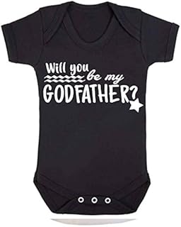 Will You be My Godfather Baby Vest Babygrow Bodysuit Baby Shower Gifts Christening Gifts Baby Boy Black (0-3 Months)