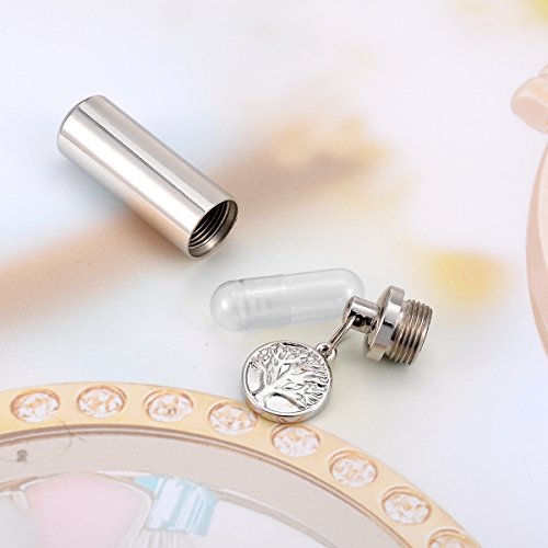 Hooami Cremation Jewelry For Ashes Necklace For Men,Urn Necklaces For Ashes For Women Stainless Steel Urn Necklace Pendant With Angel Wing Charm (38Mm Tree Charm) #TOP1