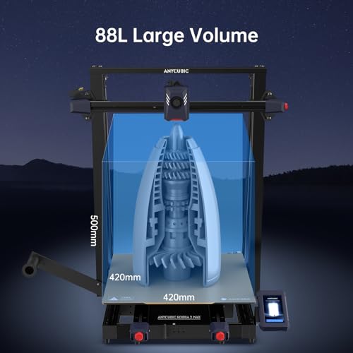 Anycubic Kobra 2 Max 3D Printer, Max 500mm/s High-Speed Printing Large 88L Printing Volume with Auto Leveling Smart Z-Offset Vibration Compensation Enhanced Print Quality & Detail 420x420x500mm