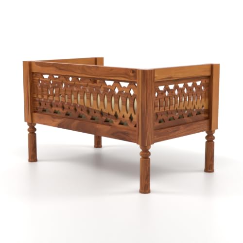 Image of NATRAJ ART & CRAFT Sheesham Wood 2 Seater Sofa Set for Living Room | Wooden CNC Sofa Set for Living Room Furniture (2 Seater, Honey Finish)