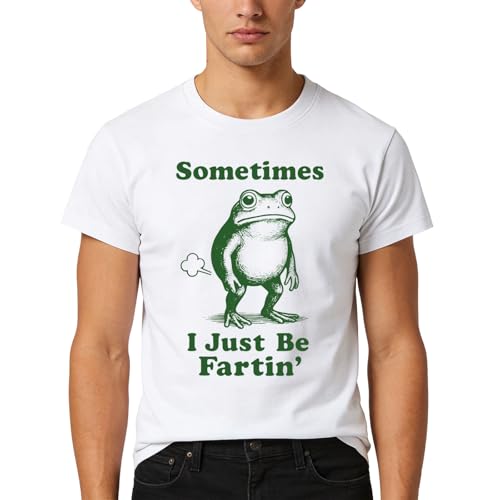 Sometimes I Just Be Fartin' Frog T-shirt da uomo a maniche corte, bianco, S