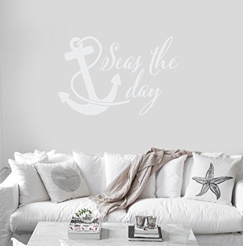 24"X15" Seas The Day Seize Anchor Ocean Water Beach Life Wall Decal Sticker Art Mural Home Decor #TOP20