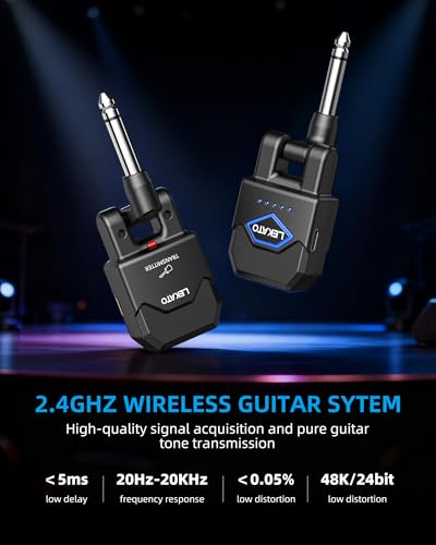 Image of LEKATO 2.4GHz Wireless Guitar System Wireless Transmitter Receiver with Charging Box 4 Audio Channels for Guitar Bass Electric Instruments(WS-200)