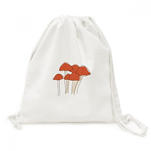 Toile Drawstring Backpack au motif champignon en lignes minimalistes