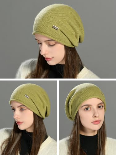 Image of jaxmonoy Cashmere Slouchy Knit Beanie Hat for Women Winter Soft Warm Ladies Wool Knitted Skull Beanies Cap