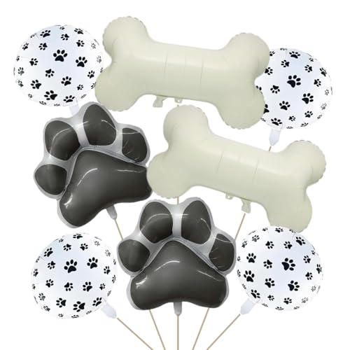 Large Dog Bone & Paw Print Foil Balloons, 30 Inch, Pack of 8