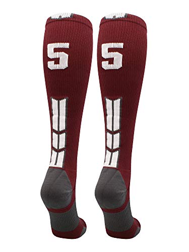 MadSportsStuff Maroon Player ID Custom Number Over the Calf Socks for Softball Baseball Football Boys and Girls
