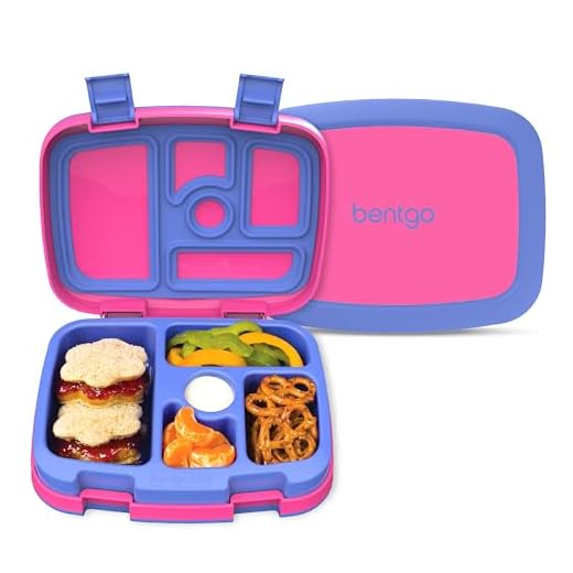 Bentgo Kids Brights – Leak-Proof, 5-Compartment Bento-Style Kids Lunch Box – Ideal Portion Sizes for Ages 3 to 7 – BPA-Free, Dishwasher Safe, Food-Safe Materials (Fuchsia)