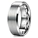 Three Keys Jewelry 8mm White Tungsten Wedding Ring for Men Brushed Center Wedding Band Engagement Ring