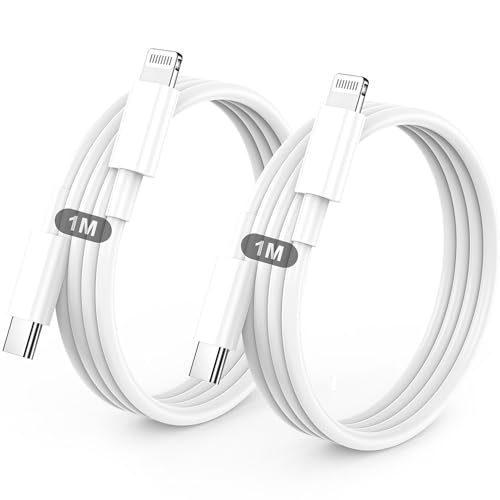 Cable iPhone USB C, Cable USB C vers Lightning 1M+1M, MFi Certifié Câble iPhone USBC Chargeur Rapide Fil pour Apple iPhone 14 13 12 11/Pro Max/Pro/Plus/XS/XR/X/8/7/SE, pour iPad- Blanc