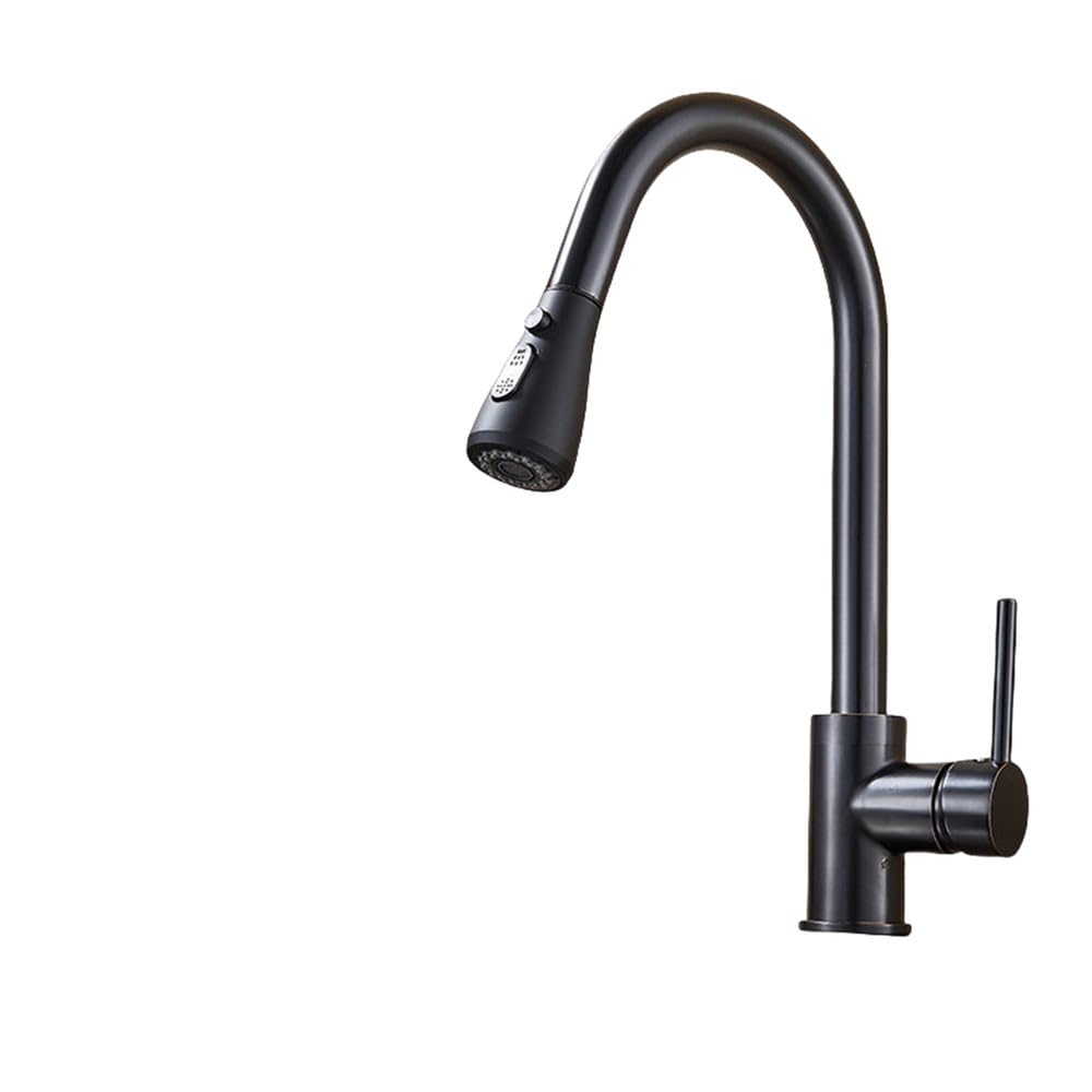 Robinet cuisine extractible flexible au design élégant fini en nickel brossé