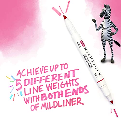 Zebra Pen Mildliner Double Ended Highlighter Set, Broad And Fine Point Tips, Assorted Fluorescent And Cool Ink Colors, 10-Pack #TOP4