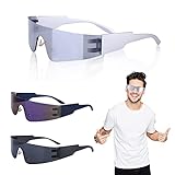 Vegena 3 Paare Futuristische Sonnenbrille, Futuristische Brille, Schnelle Brille Rave, Rahmenlos Partybrille Space Brille Schatten Sonnenbrille Herren Damen für Rollenspiele, Faschingspartys