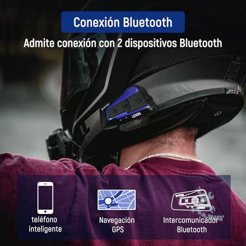 LEXIN 2X B4FM Intercomunicador Casco Moto Bluetooth, Manos Libres Moto 1-10 Motoristas, Sistema Comunicación con Compartir Música Radio FM, Auriculares para Motocicleta/ATV