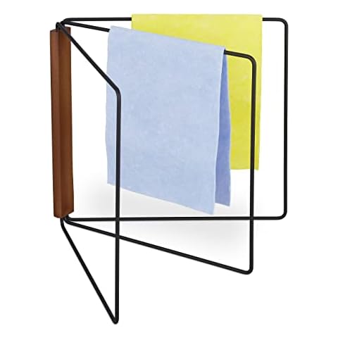 Soporte para paños de cocina Relaxdays, 3 barras, plegable, metal y madera, color negro y marrón Cover