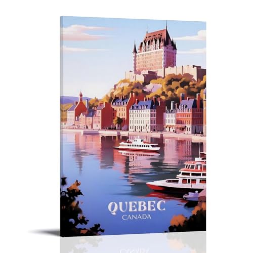 Impression sur toile vintage Québec Canada décoration murale tableau 40x60