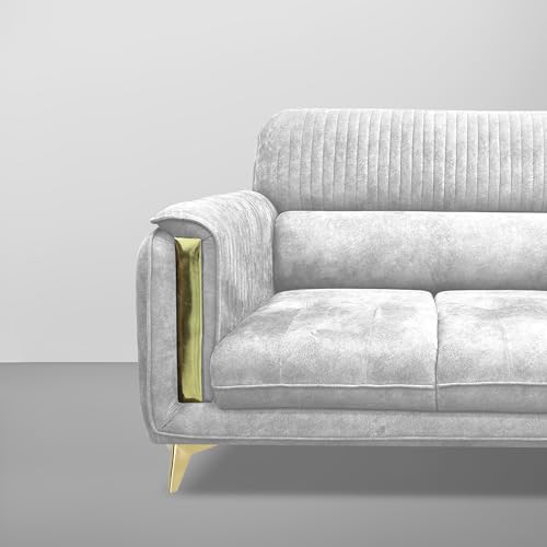 Image of Casaliving Gelio 2 Seater Sofa Set for Living Room (Grey Colour) Premium Fabric Sofa