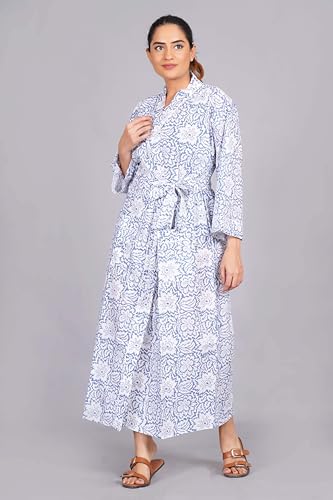 Image of Hand block print Cotton Kimono bikini cover up,Indian Hand block print Cotton Bath Robe,Swim Wear,Nighrwere Dressing Gown