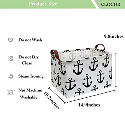 Image of CLOCOR Rectangular Storage Basket,Collapsible Storage Bin,Gift Baskets(Anchor)