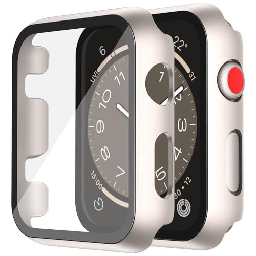 Recata 2 Pièces PC Protection Ecran en Verre Trempé Compatible avec Apple Watch Series 3 Series 2 42mm, Coque Anti-Chute Résistant aux Rayures Léger pour...