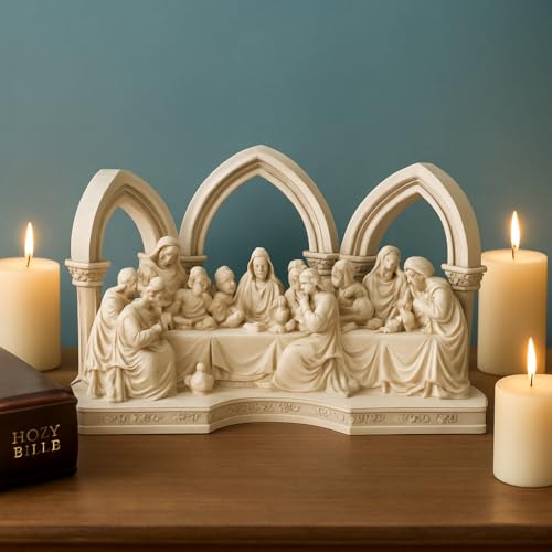 Image of DDSS Jesus and 12 Apostoles Poly Marble Last Supper Family Statue (DD-361)