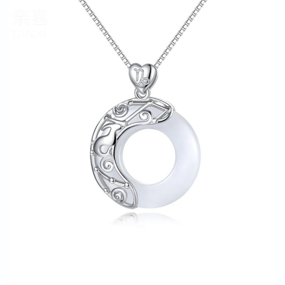 Feng Shui， Halskette aus Sterlingsilber, Sternzeichen für Frauen, Elegante Damen, natürlicher Jade-Kreis, chinesische Harmonie-Schnalle, Anhänger, Schmuck, Mädchen-Geburtstagsgeschenk