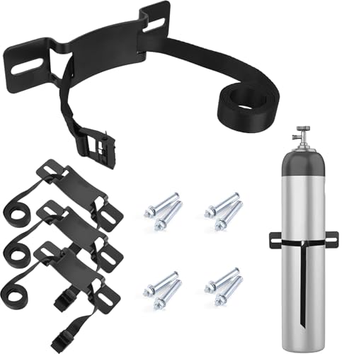 HDYEGY 4Pcs Propane Tank Holder,Heavy Duty Metal Cylinder Wall Mounted Bracket Gas Cylinder Holder with 59 Inch Safety Strap & SUS 304 Installation Expansion Screws