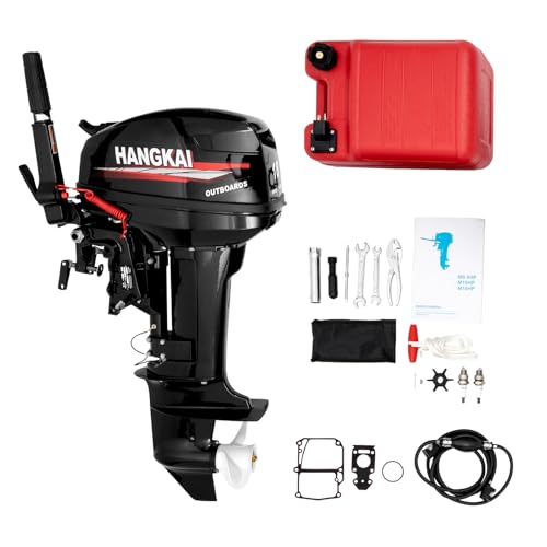 Gbonklong HANGKAI 2 Stroke Outboard Motor 18HP 246CC Boat Motor-Short Shaft Heavy Duty Inflatable Fishing Boat Engine Aluminum Alloy Gas Boat Motor with Water Cooling System