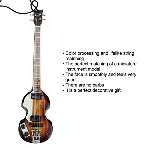 Pssopp Pingente musical de baixo mini chaveiro de instrumentos musicais de madeira para decoração de