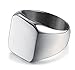 Daesar Bague Punk Homme Anneau Acier Inoxydable Bague Gothique Rectangle Haut Poli Largeur 19 MM Bagues Argent Taille 61.5