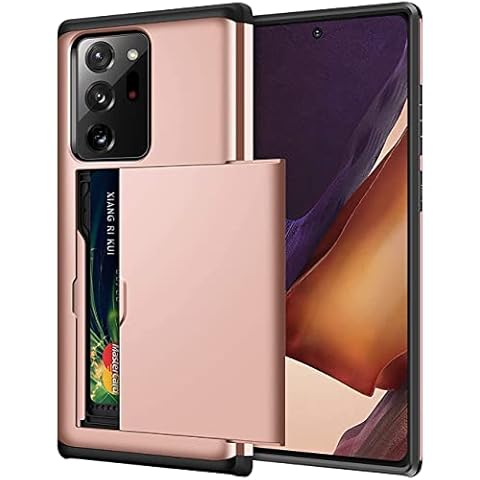 Vultic Wallet Armor Case for Samsung Galaxy Note 20, Shockproof Impact Resistant [Credit Card Holder] Protective Heavy Duty Hybrid Bumper Cover (Rose Gold) Cover