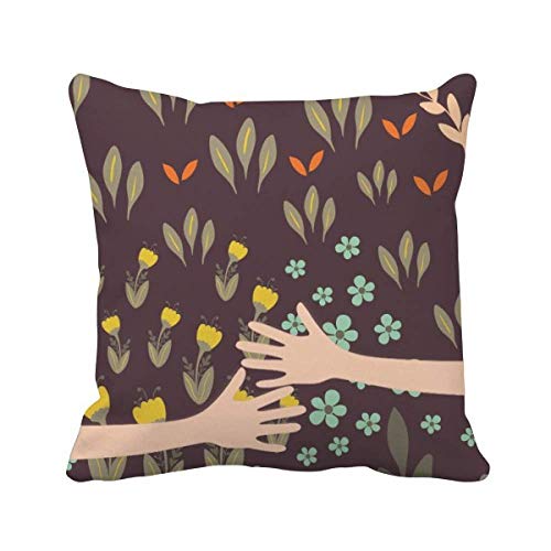 Coussin de Couvrir Fleurs Brunes DIYthinker : Housse Déco Plante Peindre Salon - 2